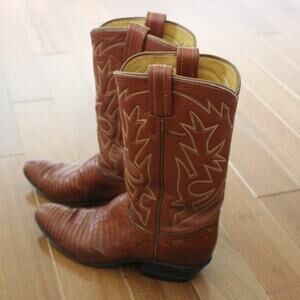 Tony‎ Lama Western Cowboy Boots Tan Leather 6 Womens